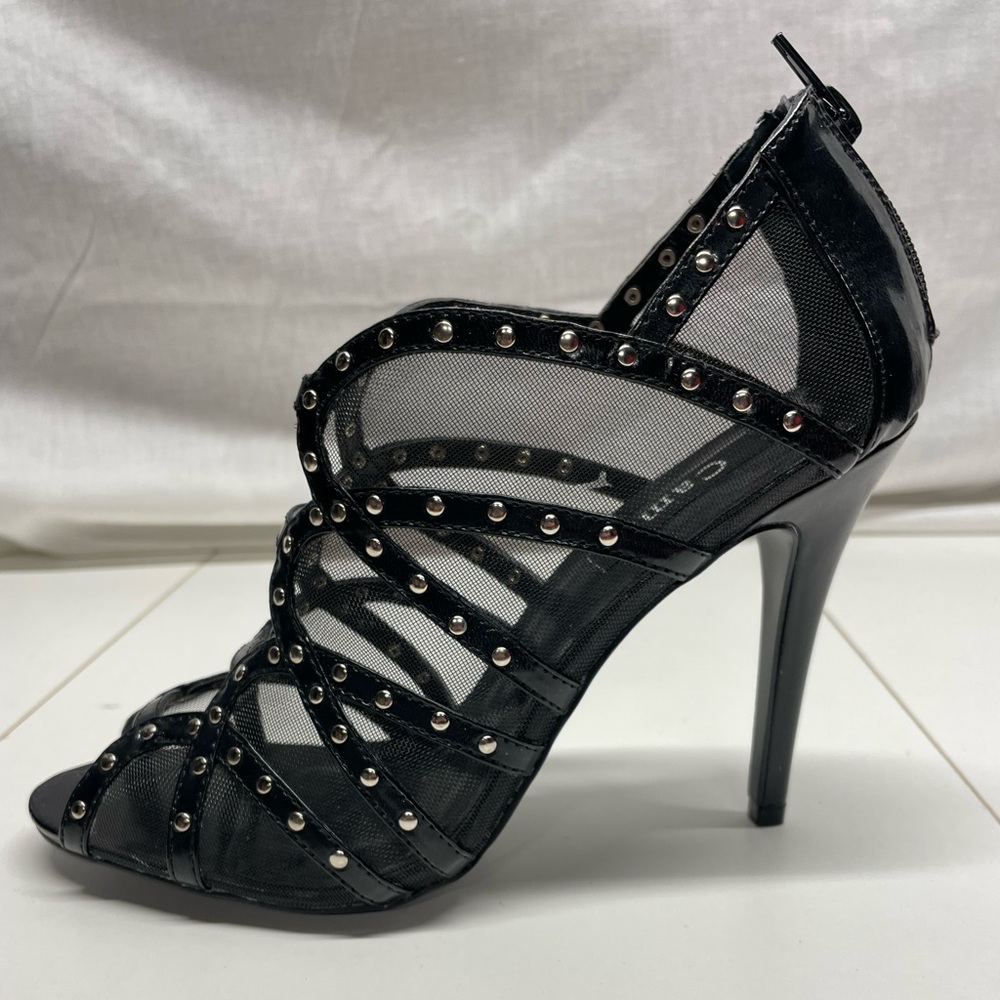 Studded open toe heels